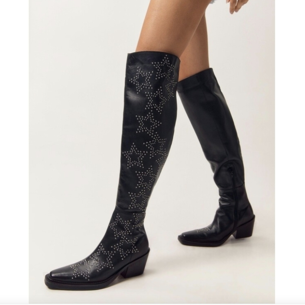 Nasty Gal Black Studded Over the Knee Boots